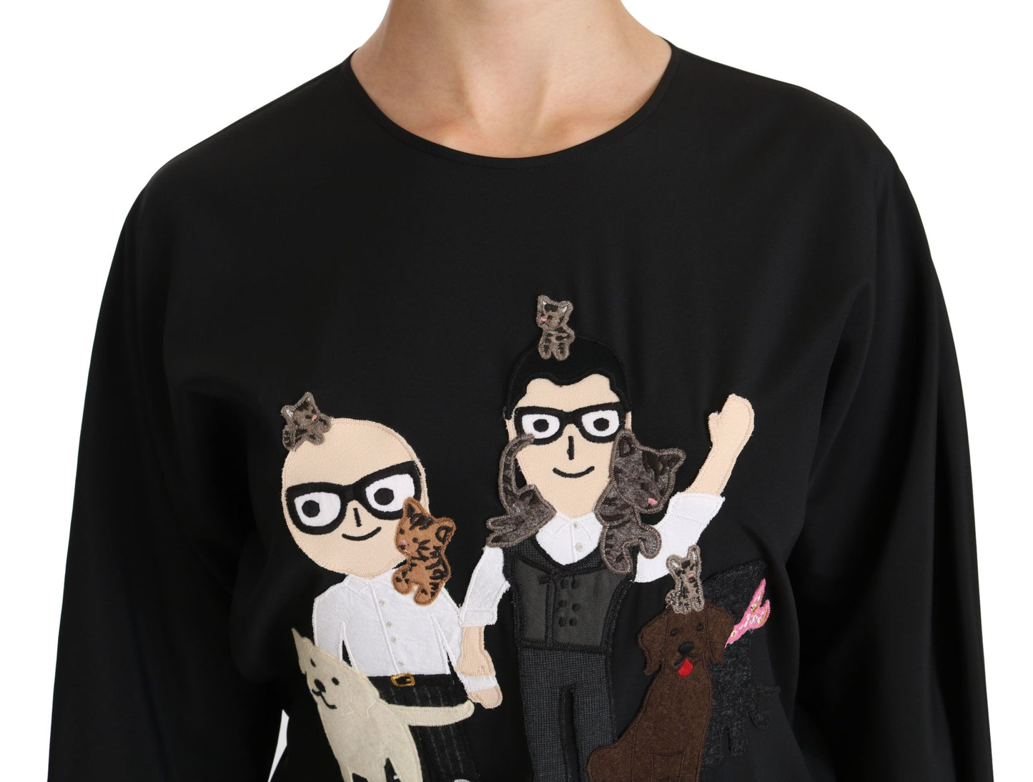 تي شيرت حريري من دولتشي آند غابانا أسود #dgfamily