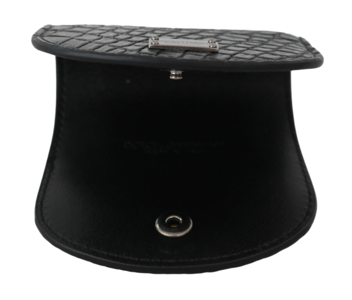 حافظة واقية ذكرية من دولتشي آند غابانا، مصنوعة من الجلد الأسود الغريب