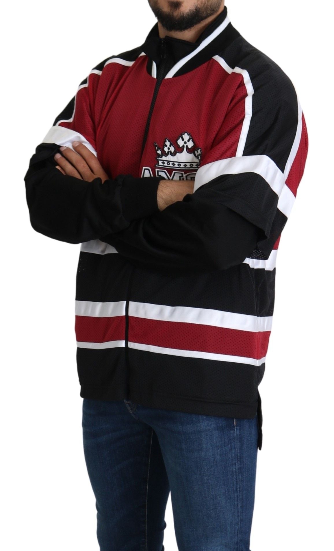 سترة Dolce & Gabbana حمراء سوداء AMORE Sport بسحاب كامل