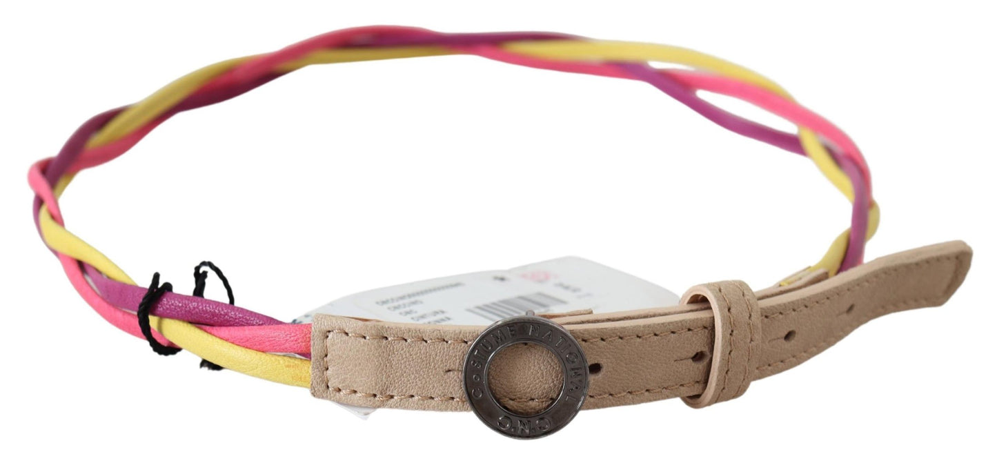 Costume National Multicolor Twisted Leather Circle Buckle Belt