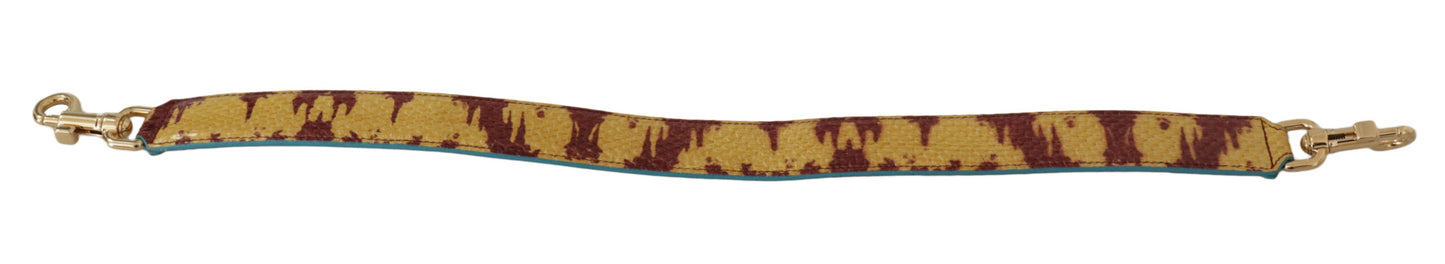 حقيبة دولتشي آند غابانا بحزام كتف من الجلد الأصفر والأحمر باللون الذهبي