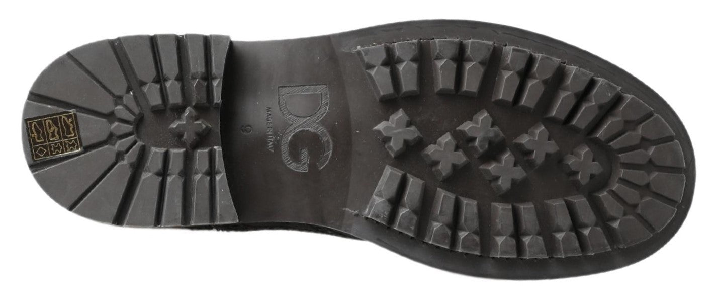 حذاء الكاحل الجلدي الأسود والرمادي من دولتشي آند غابانا