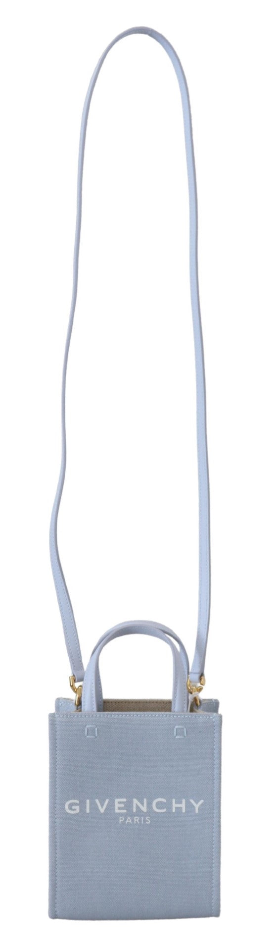 حقيبة كتف صغيرة عمودية من جيفنشي مصنوعة من قماش أزرق مطلي