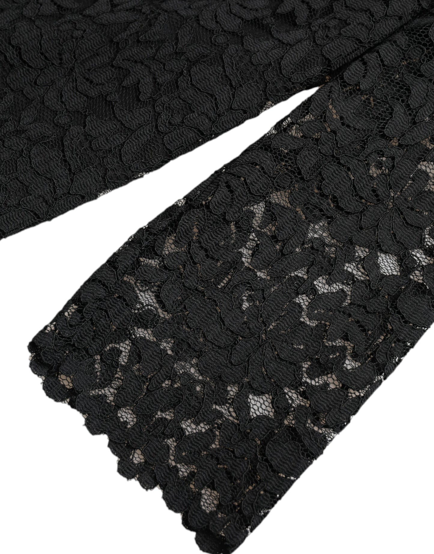 بلوزة Dolce & Gabbana Black STAFF من النايلون والدانتيل المزهر