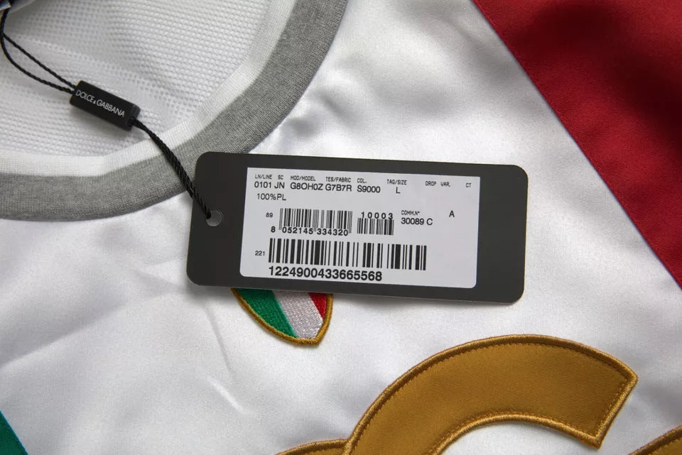 تي شيرت دولتشي آند غابانا أبيض وأخضر بدون أكمام بطبعة علم إيطاليا