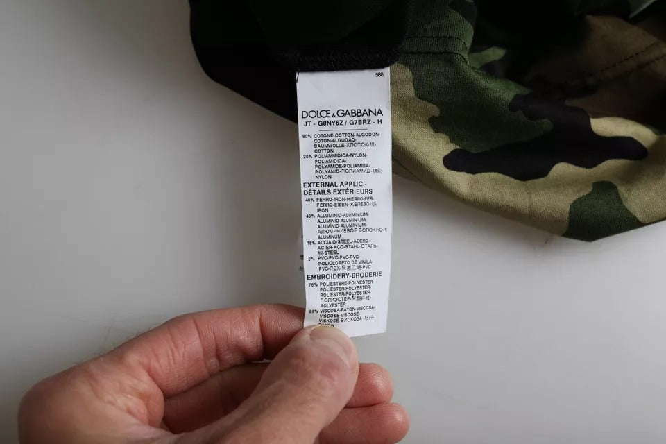 تيشيرت رجالي من دولتشي آند غابانا متعدد الألوان من القطن بياقة دائرية