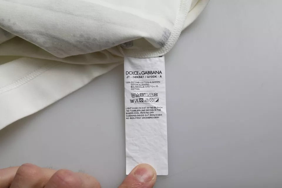 تي شيرت رجالي من دولتشي آند غابانا، قطني بأكمام قصيرة، مطبوع عليه باندانا أبيض