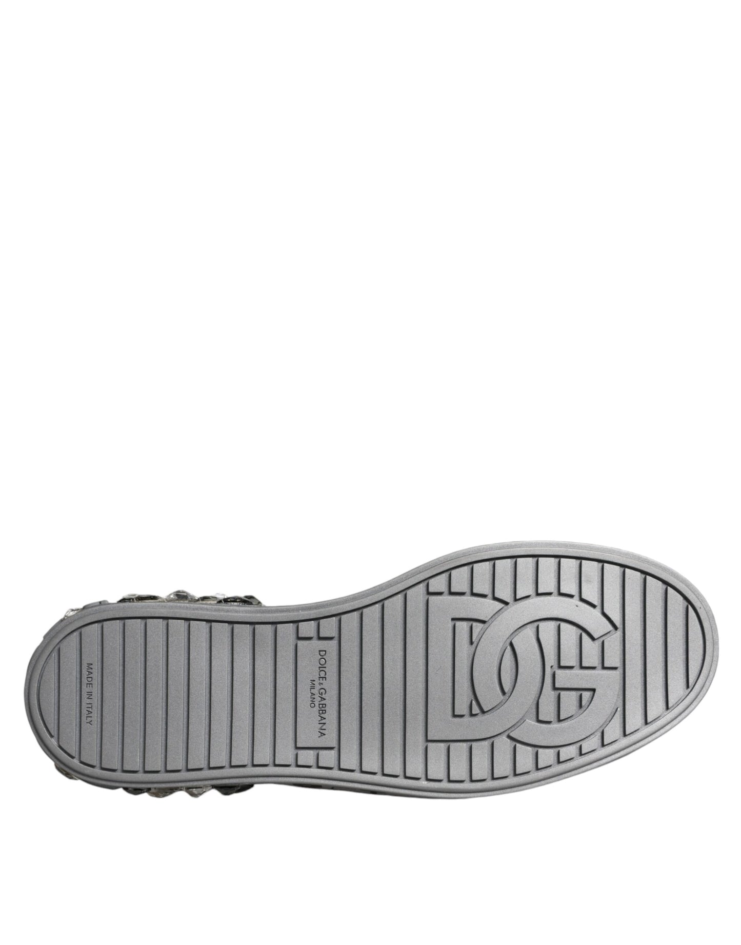 حذاء سنيكرز بورتوفينو من دولتشي آند غابانا بشعار كريستال أبيض فضي