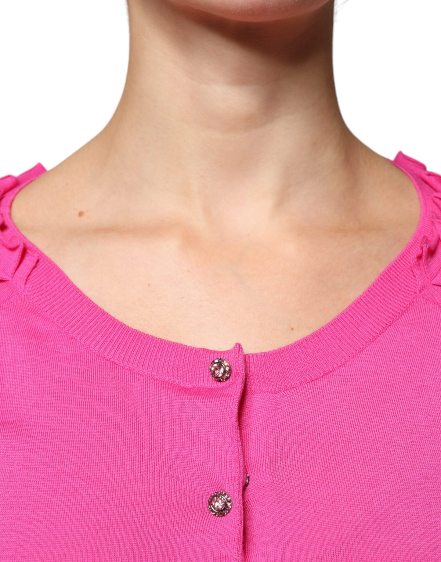 سترة كارديجان وردية من الصوف بأزرار من دولتشي آند غابانا