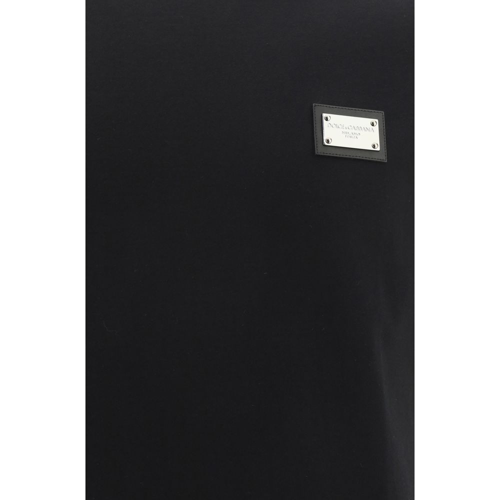 تي شيرت قطني أسود من دولتشي آند غابانا