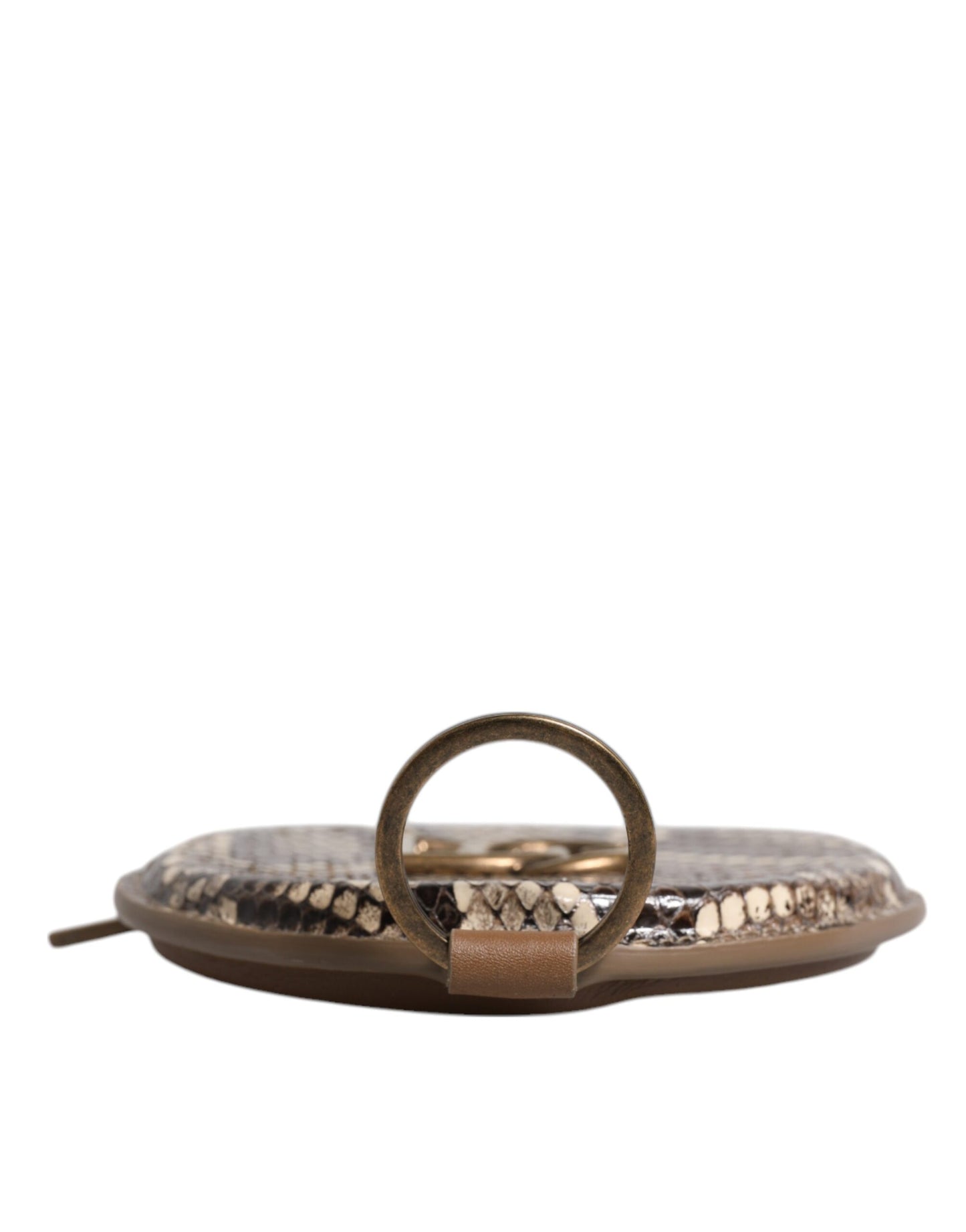 محفظة نقود دولتشي آند غابانا دائرية من الجلد البني مع شعار DG