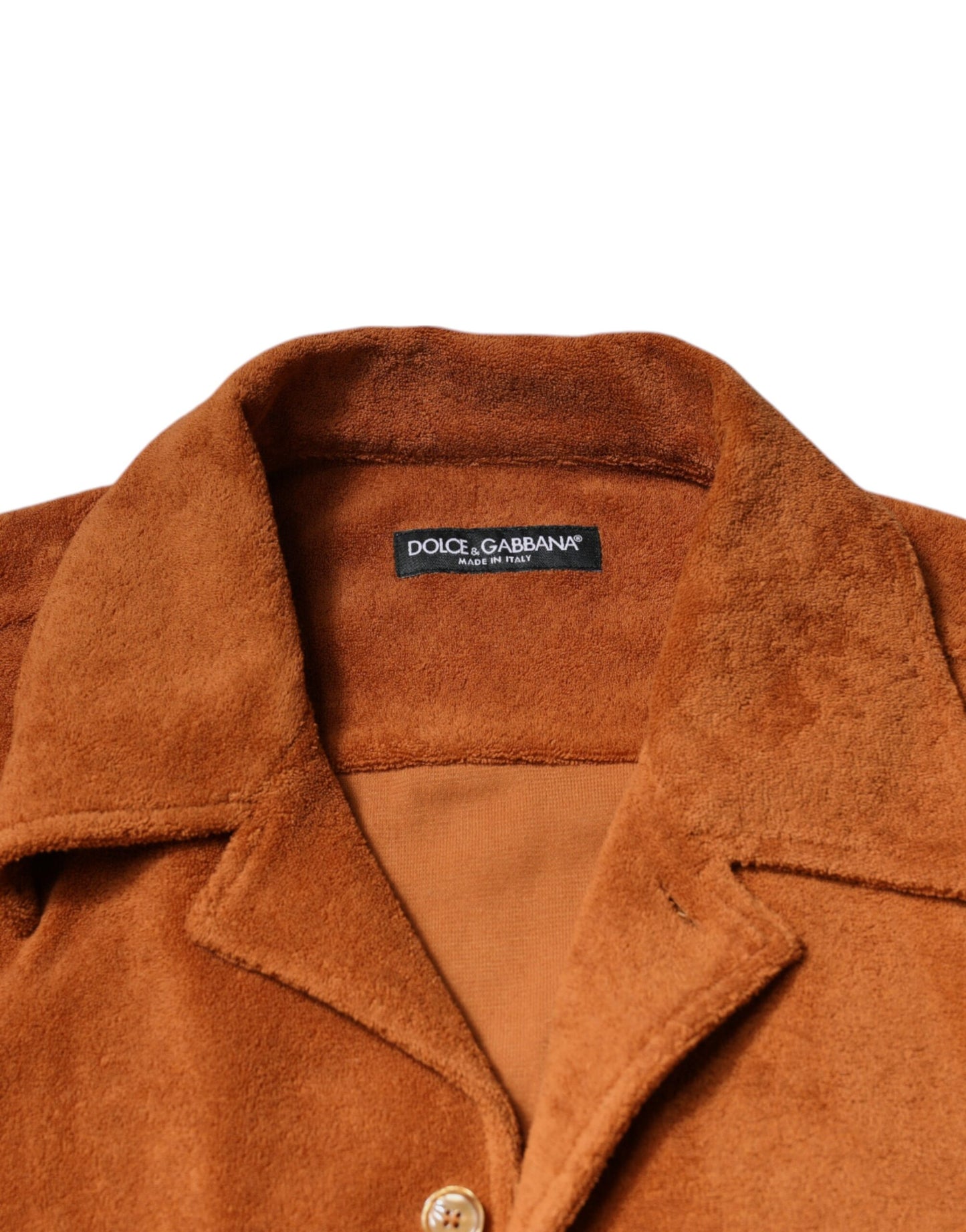 قميص دولتشي آند غابانا هازل قطني مخملي بأزرار وياقة