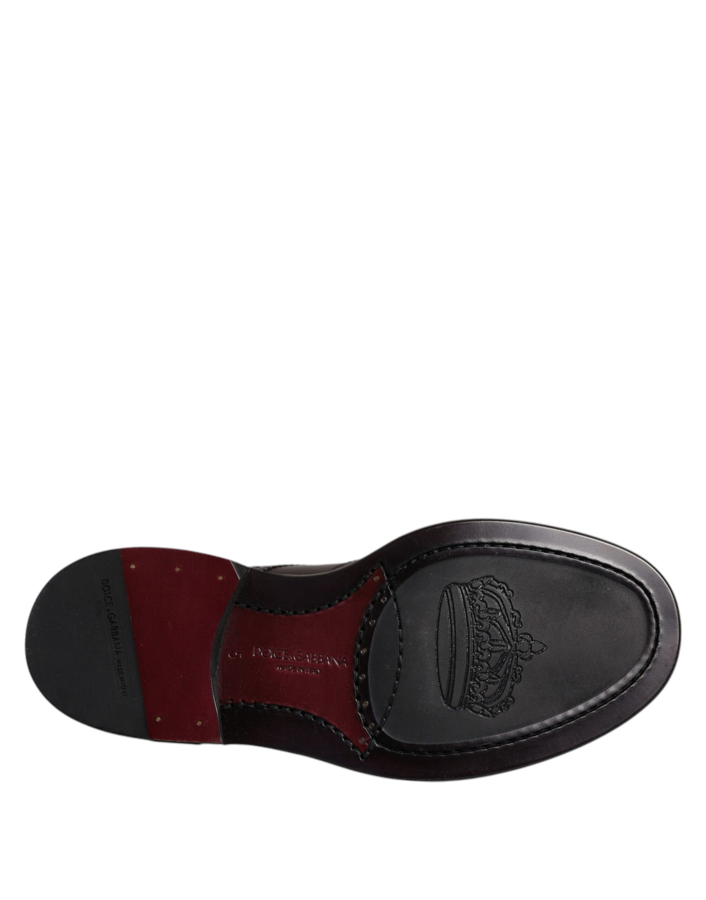 حذاء ديربي من الجلد البني من دولتشي آند غابانا برباط وأجنحة للمناسبات الرسمية