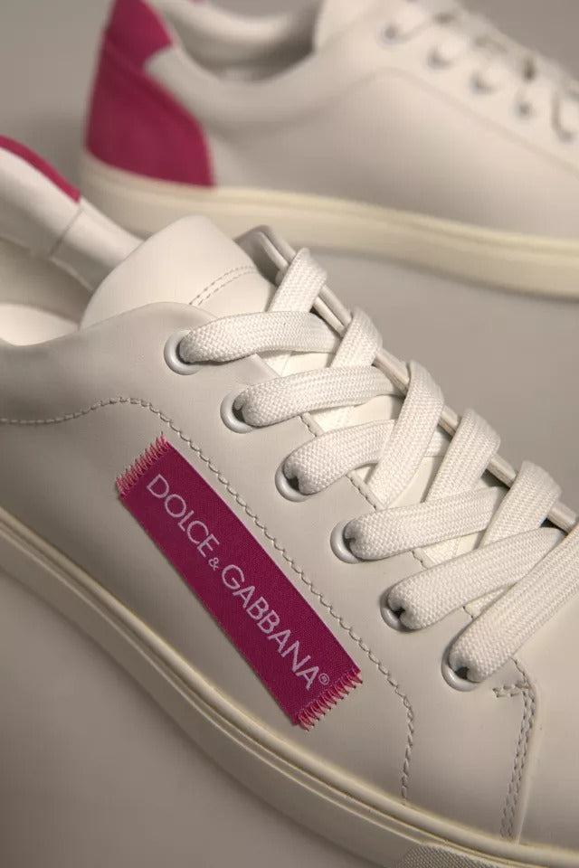 حذاء سنيكرز دولتشي آند غابانا أبيض من الجلد المدبوغ برقبة منخفضة