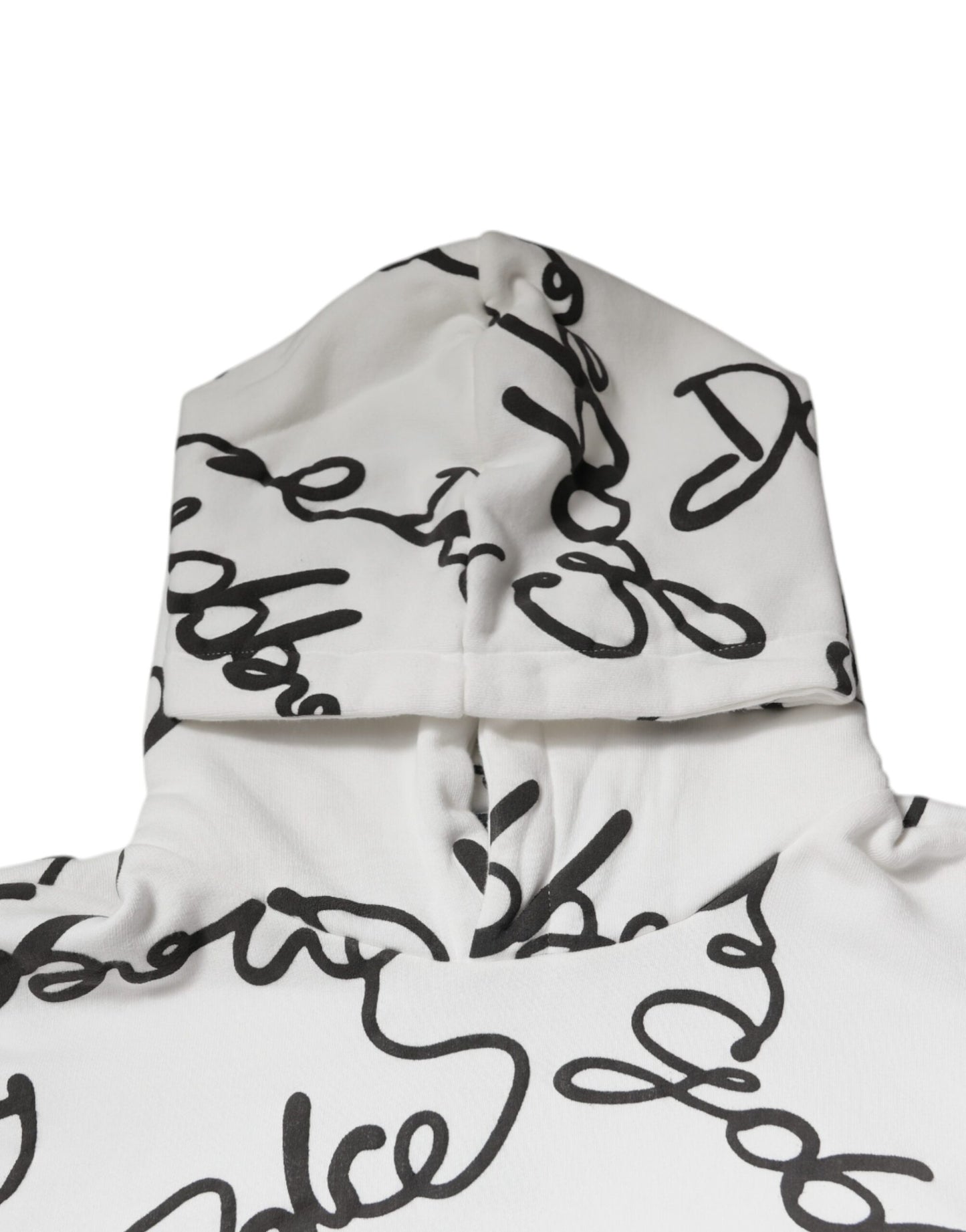 سويت شيرت بغطاء رأس من القطن بشعار دولتشي آند غابانا باللون الأبيض