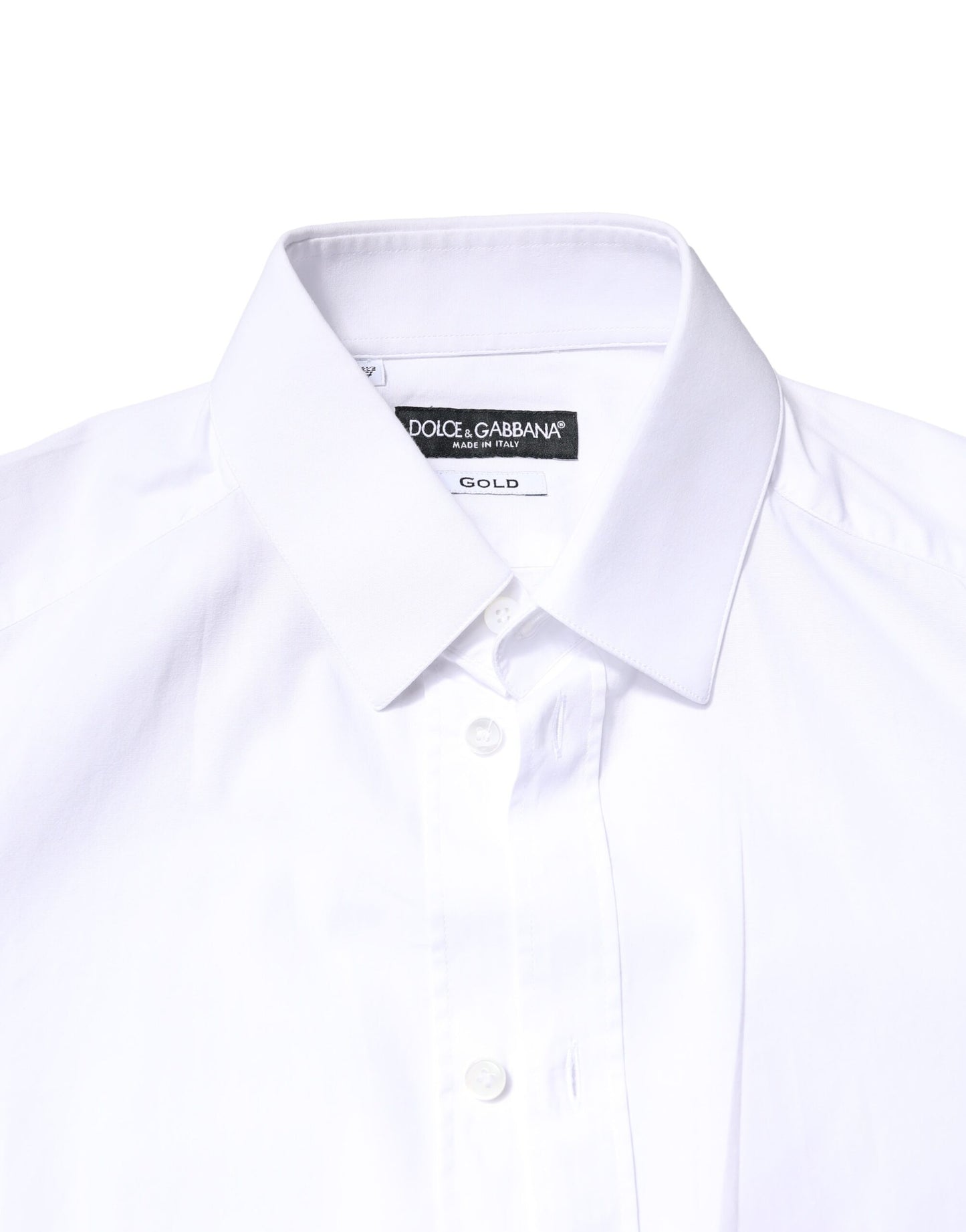 Dolce & Gabbana White GOLD Cotton Long Sleeves Dress Shirt