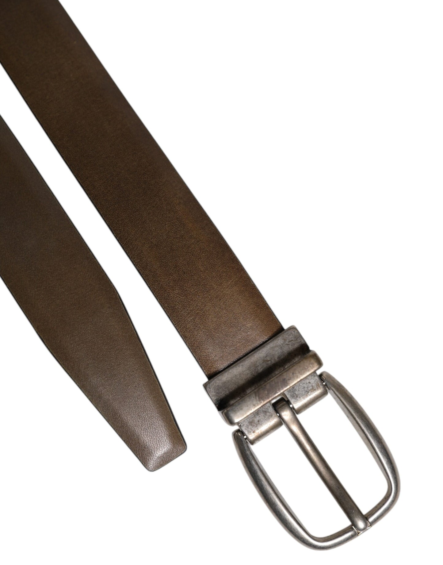 Dolce & Gabbana Brown Leather Classic Metal Logo Buckle Belt
