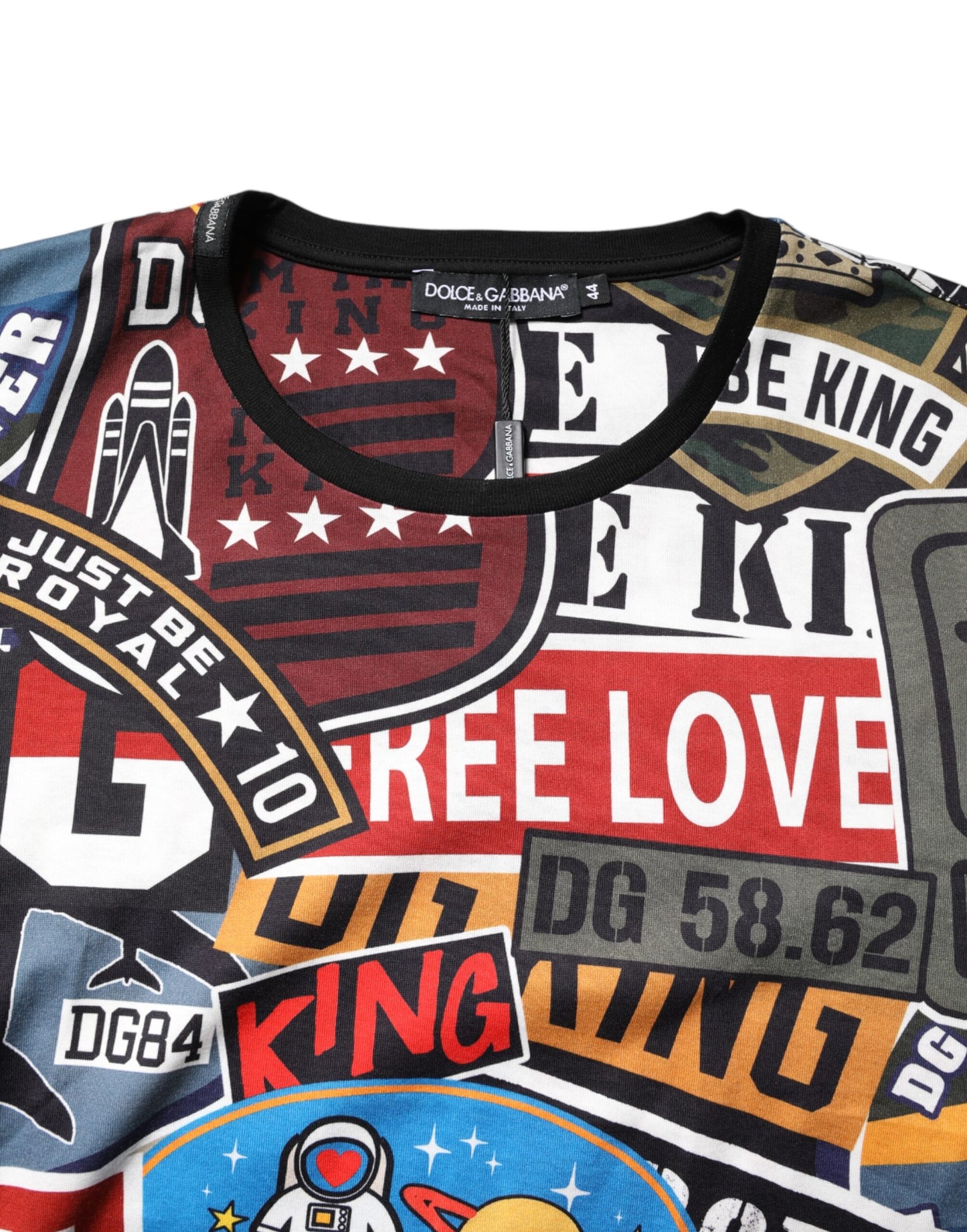 تي شيرت دولتشي آند غابانا متعدد الألوان من القطن برقبة دائرية