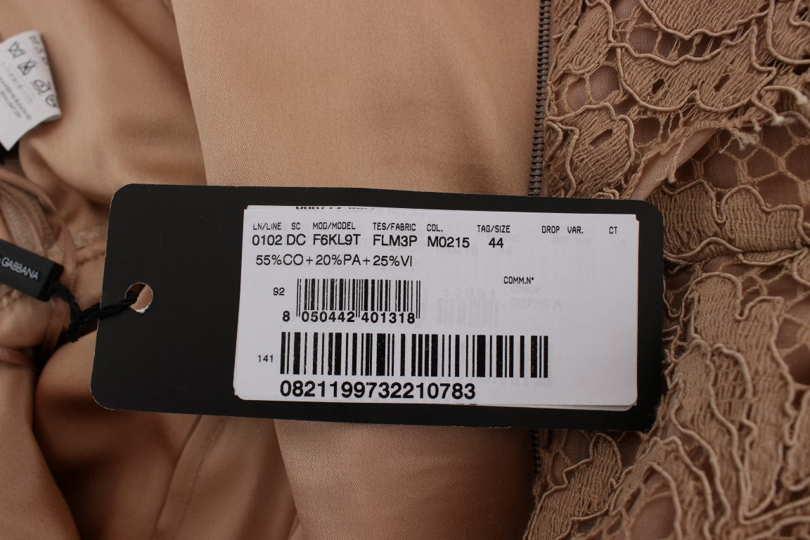 دولتشي آند غابانا فستان وردي كامل الطول من الدانتيل