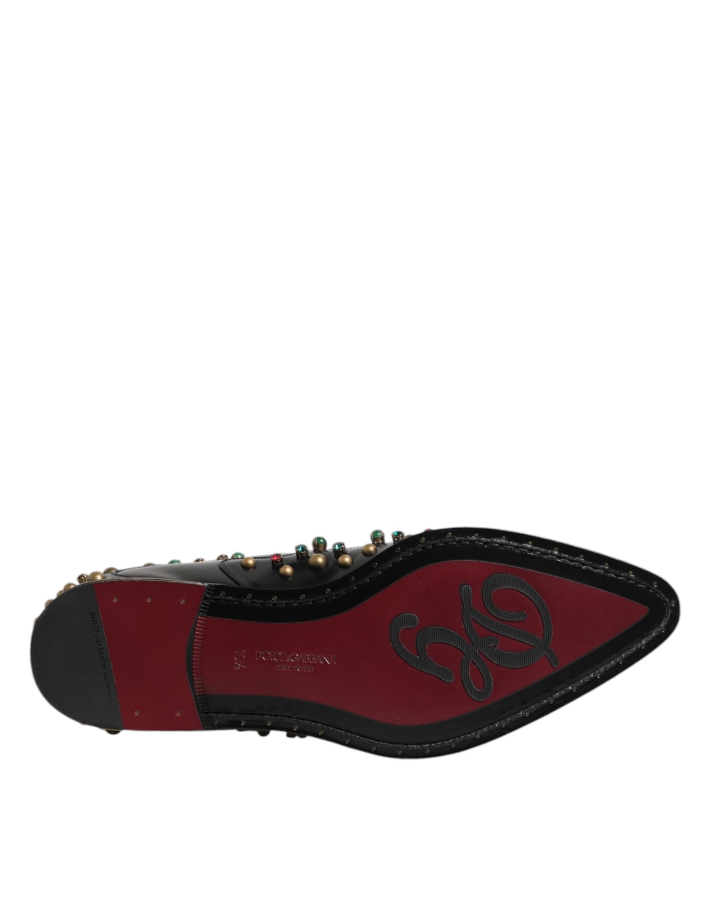 حذاء ديربي من الجلد الأسود من دولتشي آند غابانا مرصع بالمسامير