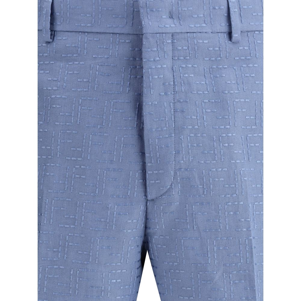 Fendi Blue Linen Bermuda Shorts