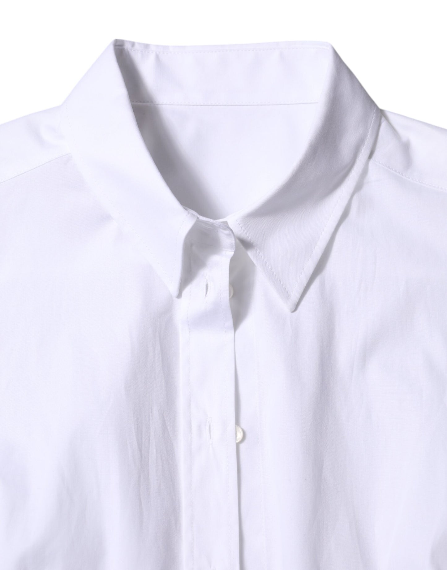 Dolce & Gabbana White Cotton Collared Long Sleeves Shirt Top