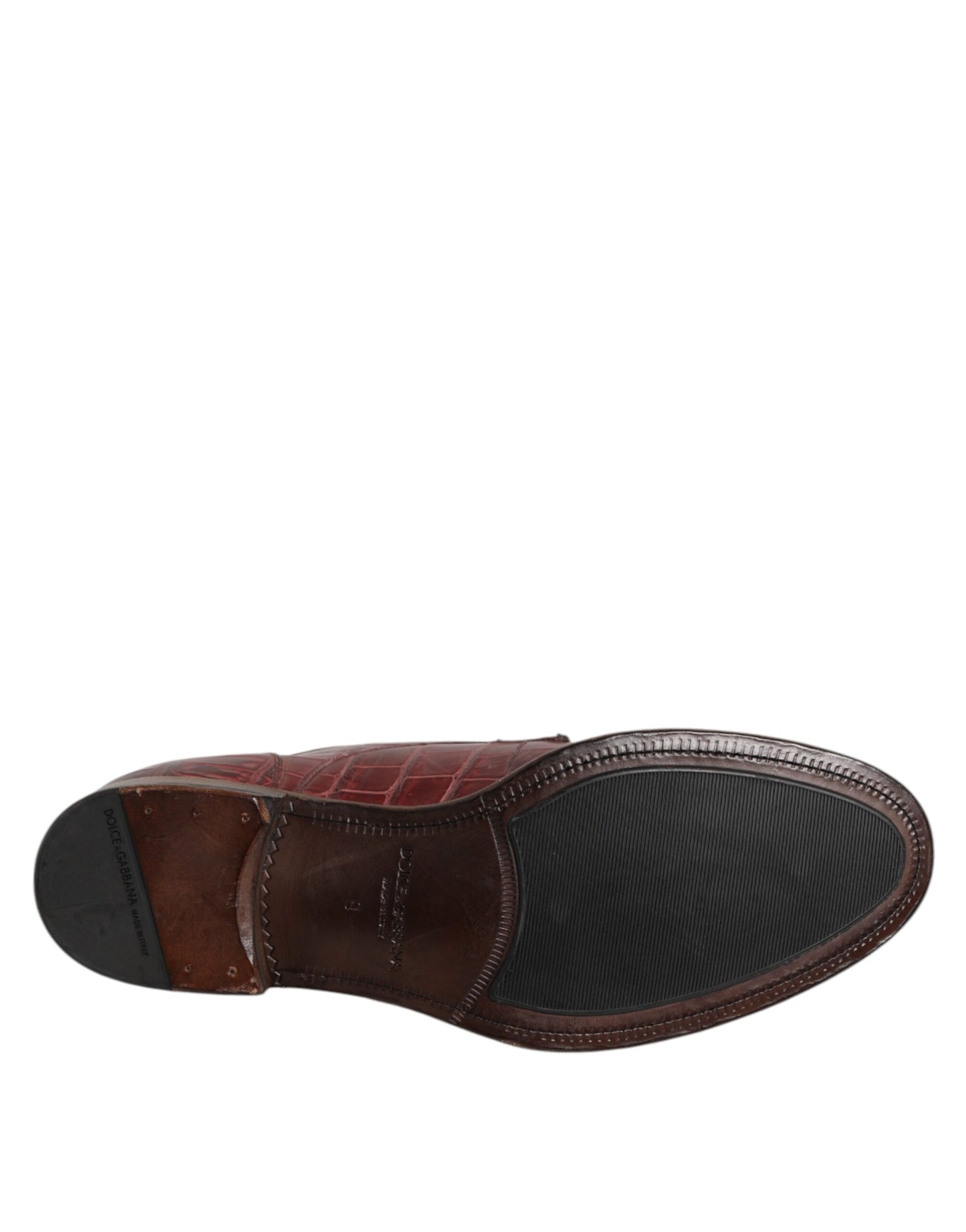 حذاء ديربي رسمي برباط من الجلد باللون العنابي من دولتشي آند غابانا