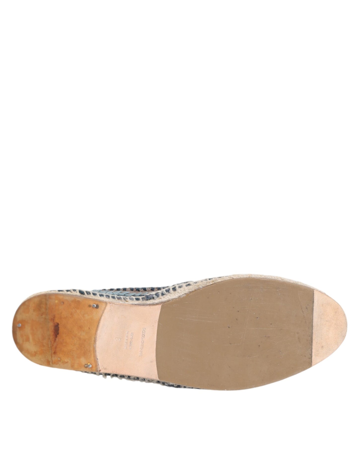 حذاء إسبادريل دولتشي آند غابانا أزرق رمادي من الجلد المنسوج بنقشة الجاموس