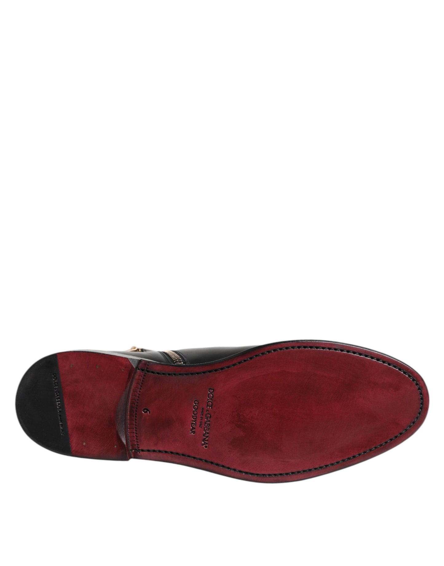 حذاء تشيلسي أسود من دولتشي آند غابانا مصنوع من الجلد بارتفاع متوسط