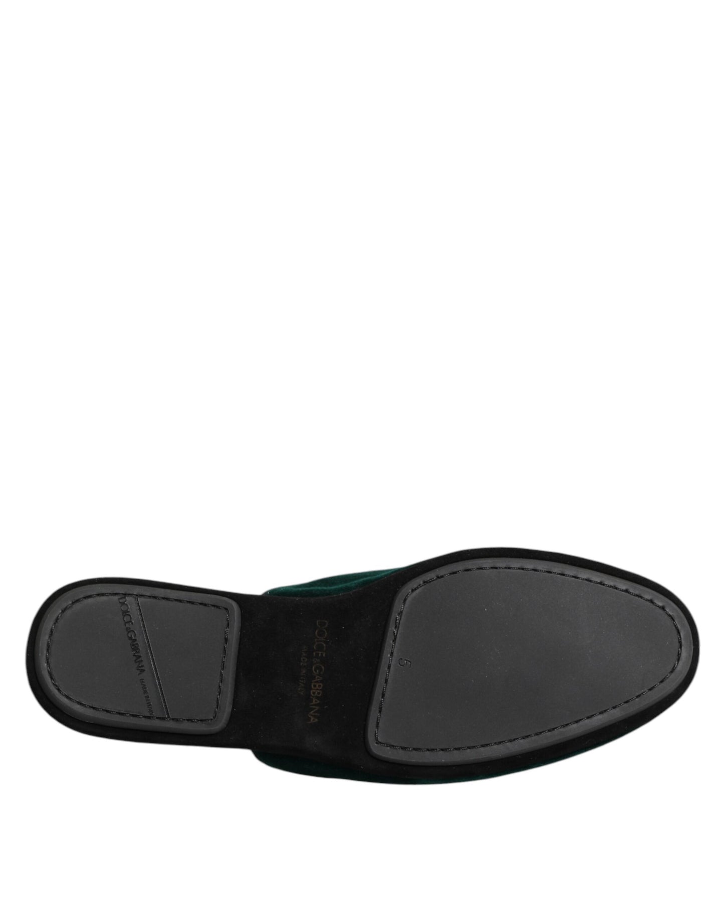 Dolce & Gabbana Green Velvet Cross Embellished Slippers Shoes