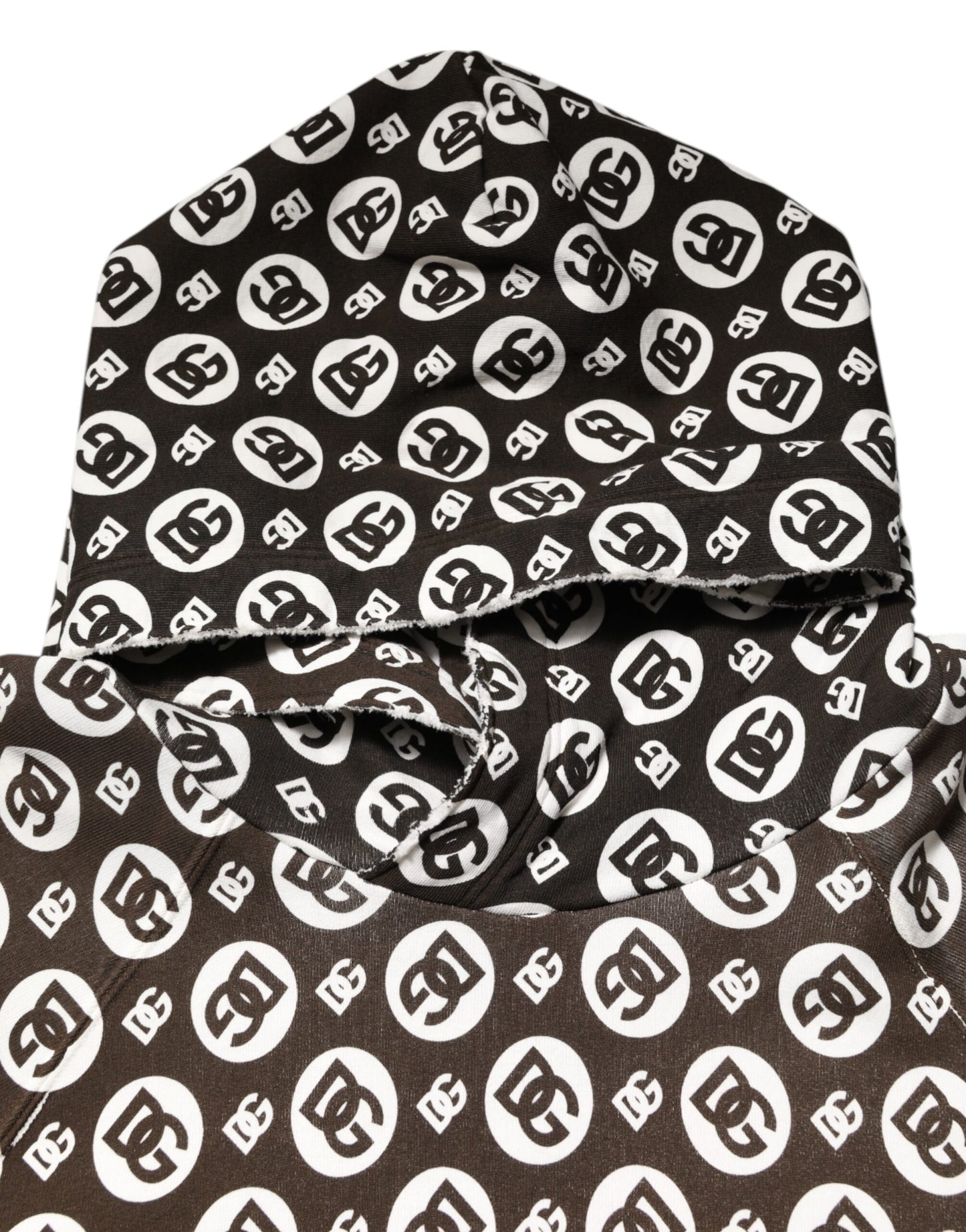 سترة قصيرة بغطاء رأس وشعار DG باللون البني والأبيض من Dolce & Gabbana