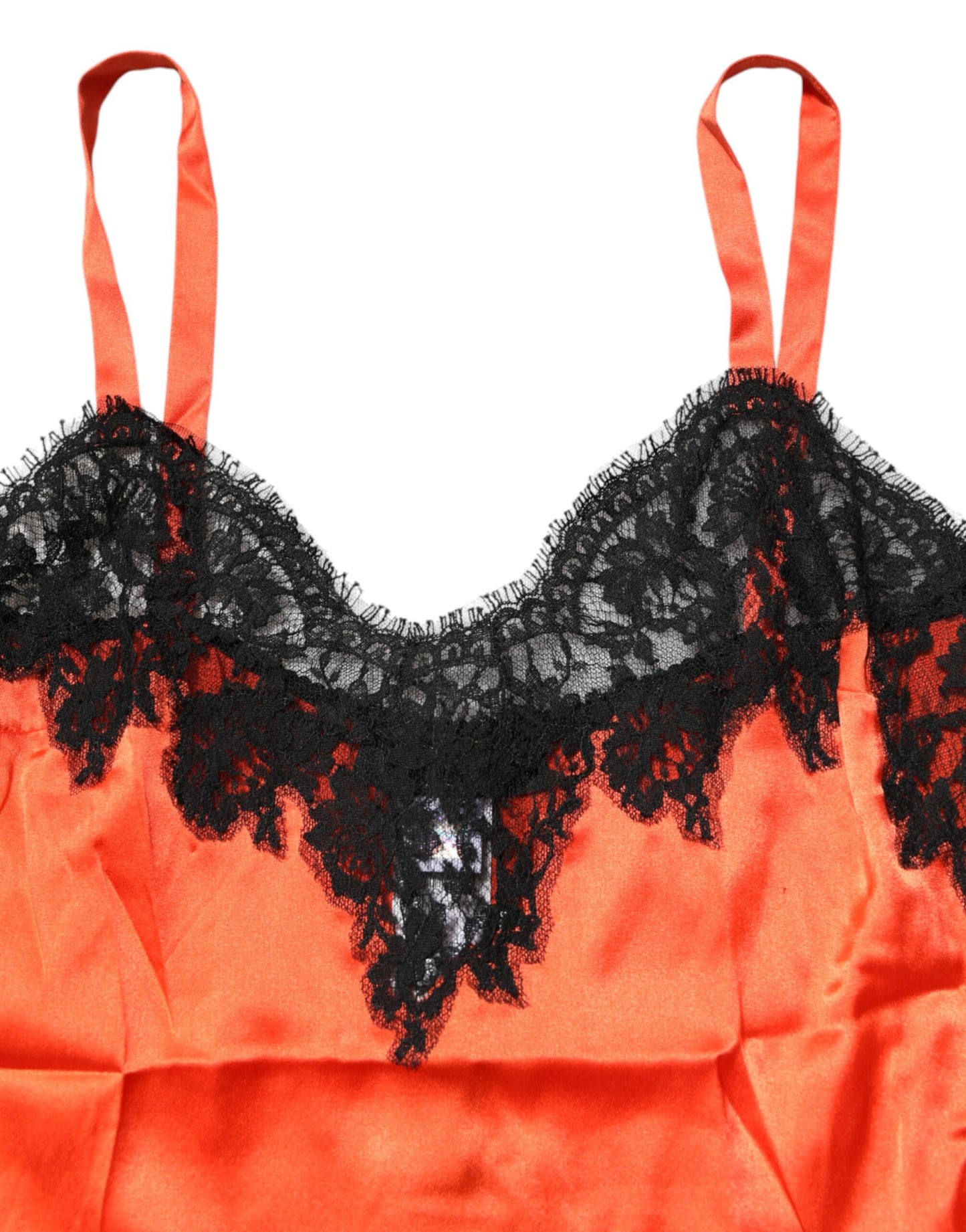 بلوزة دولتشي آند غابانا بدون أكمام من الحرير مع حواف من الدانتيل باللون الأحمر والأسود