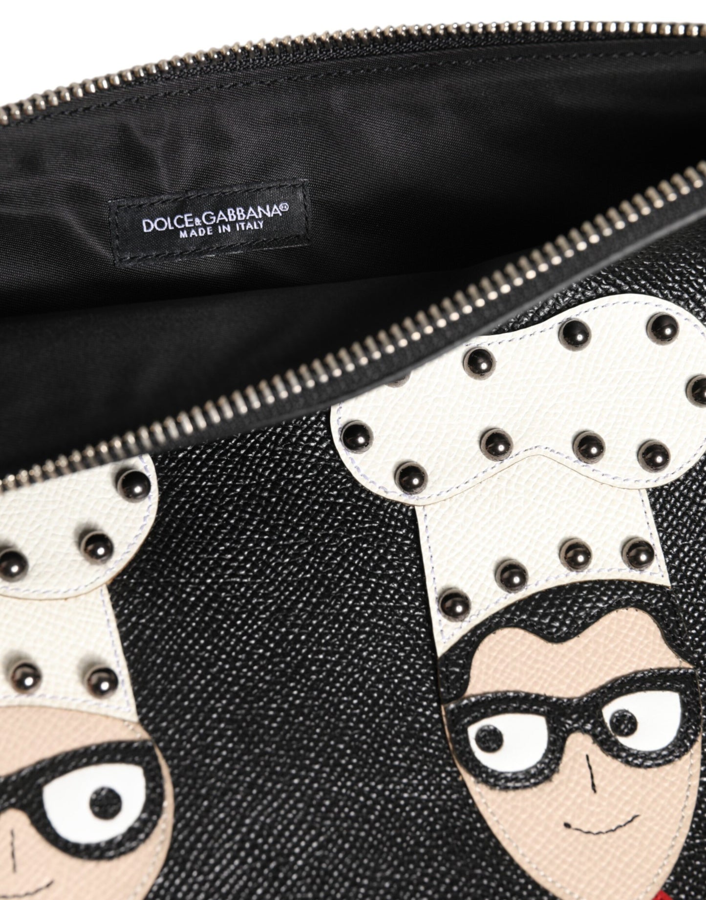 حقيبة كلاتش رجالية من دولتشي آند غابانا، جلد أسود، #DGFAMILY