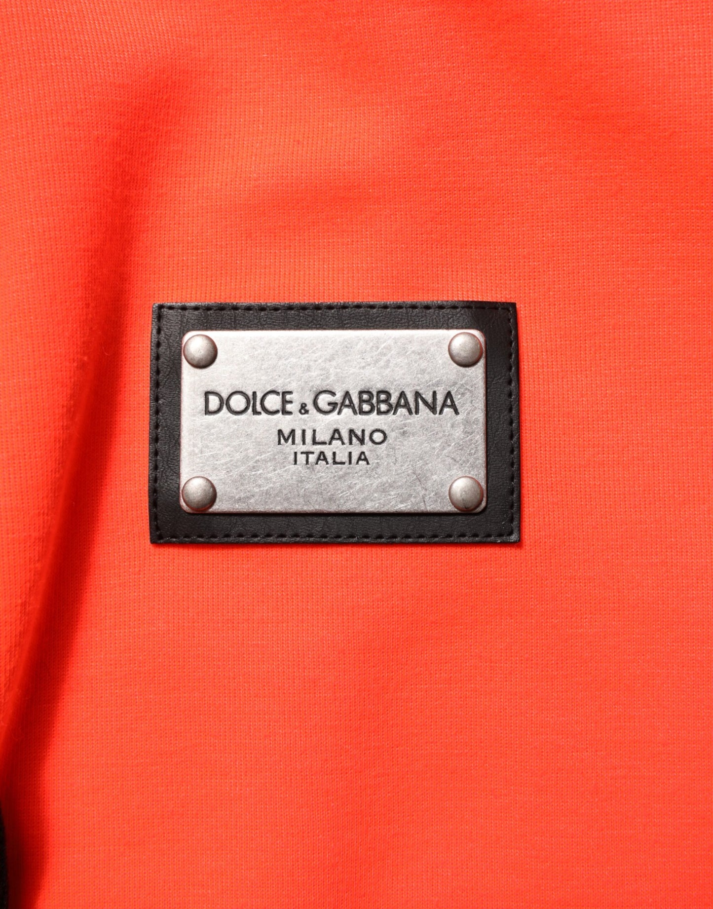 Dolce & Gabbana Red Fluorescent Polyester Logo Patch Hoodie Sweater