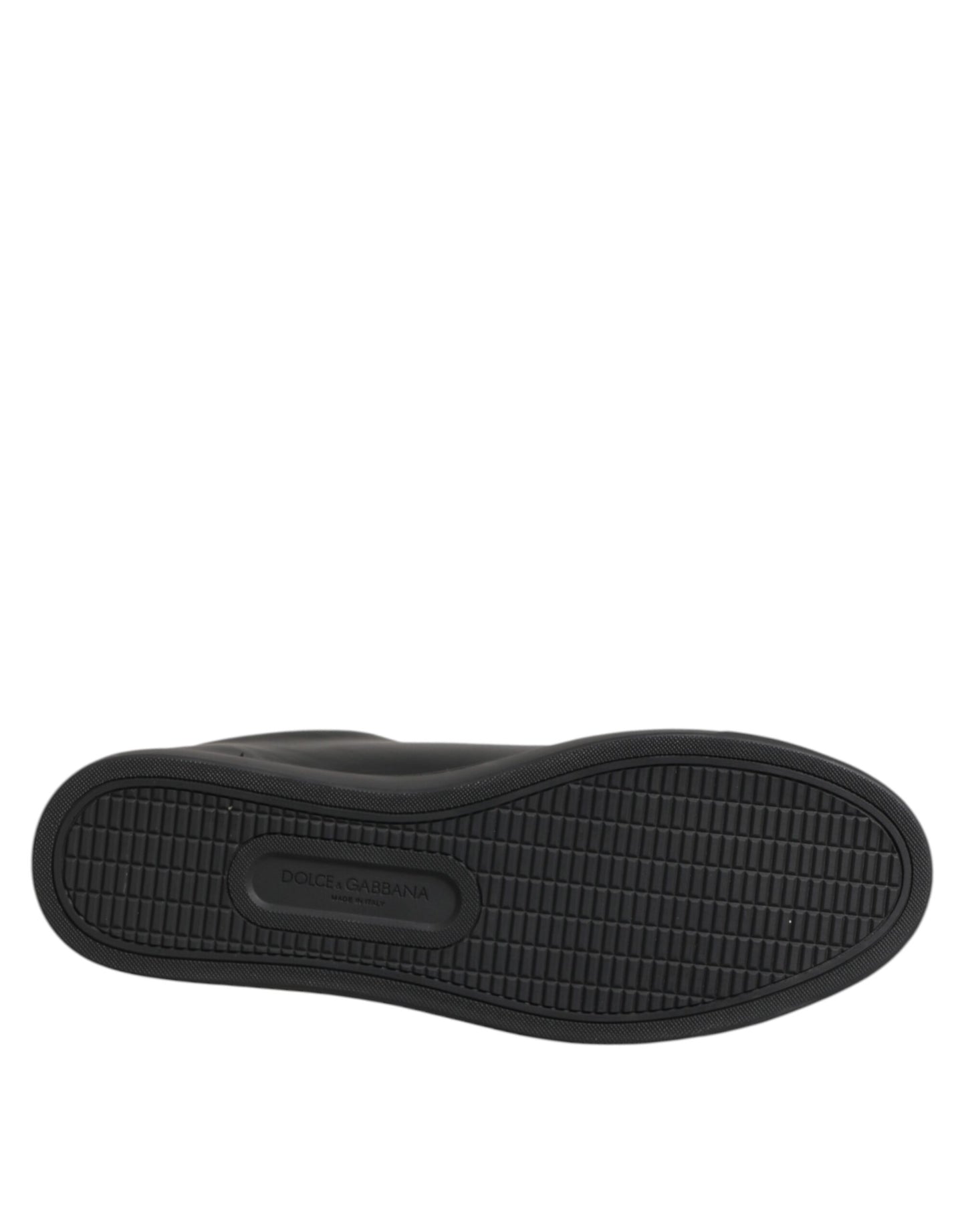 حذاء سنيكرز دولتشي آند غابانا أسود من الجلد بقلب كريستالي منخفض الرقبة