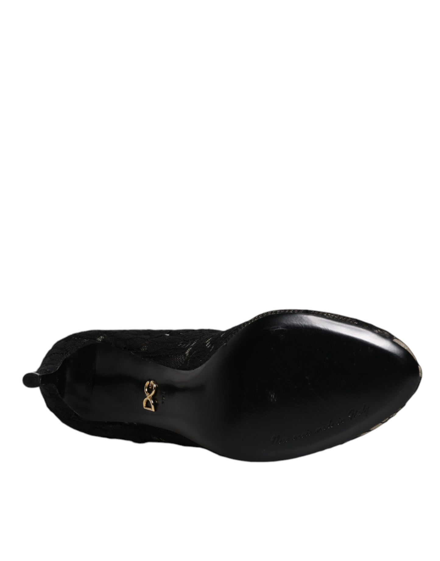 حذاء دولتشي آند غابانا أسود بكعب مطاطي متوسط الارتفاع