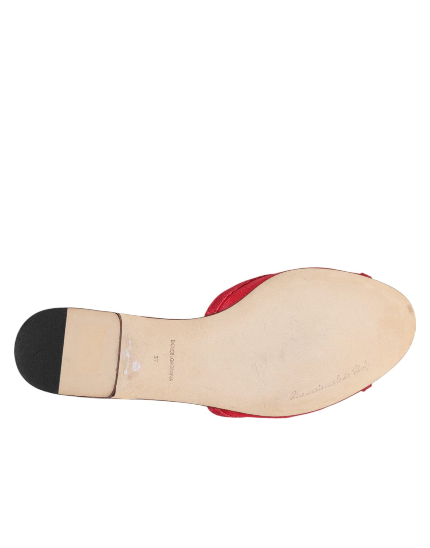 حذاء دولتشي آند غابانا مسطح أحمر مزخرف سهل الارتداء