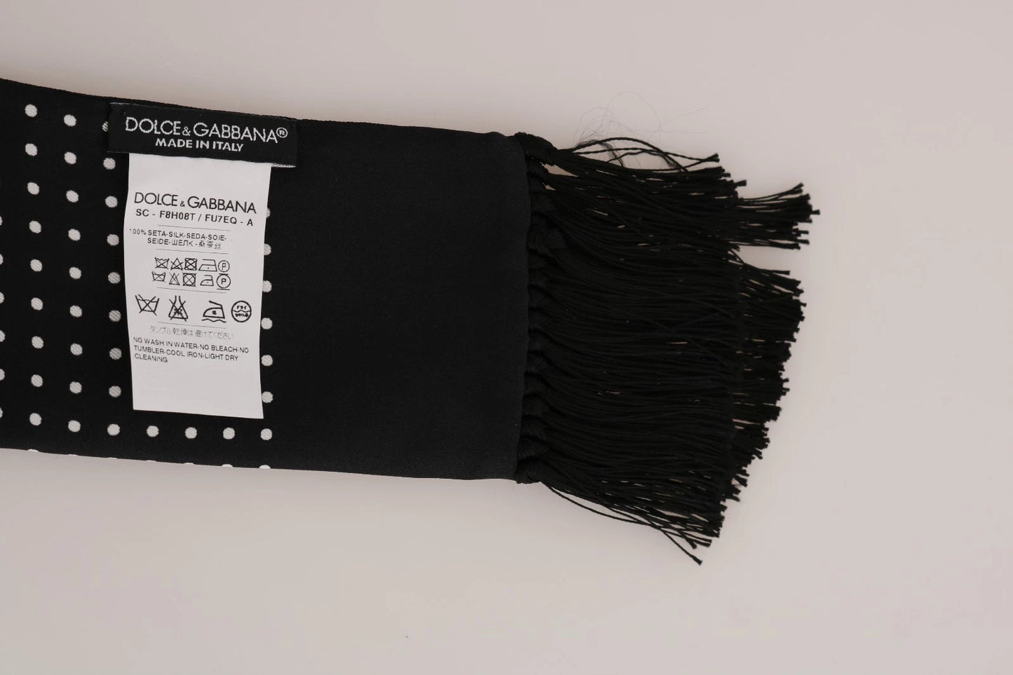 تي شيرت دولتشي آند غابانا أبيض قطني أسود حريري