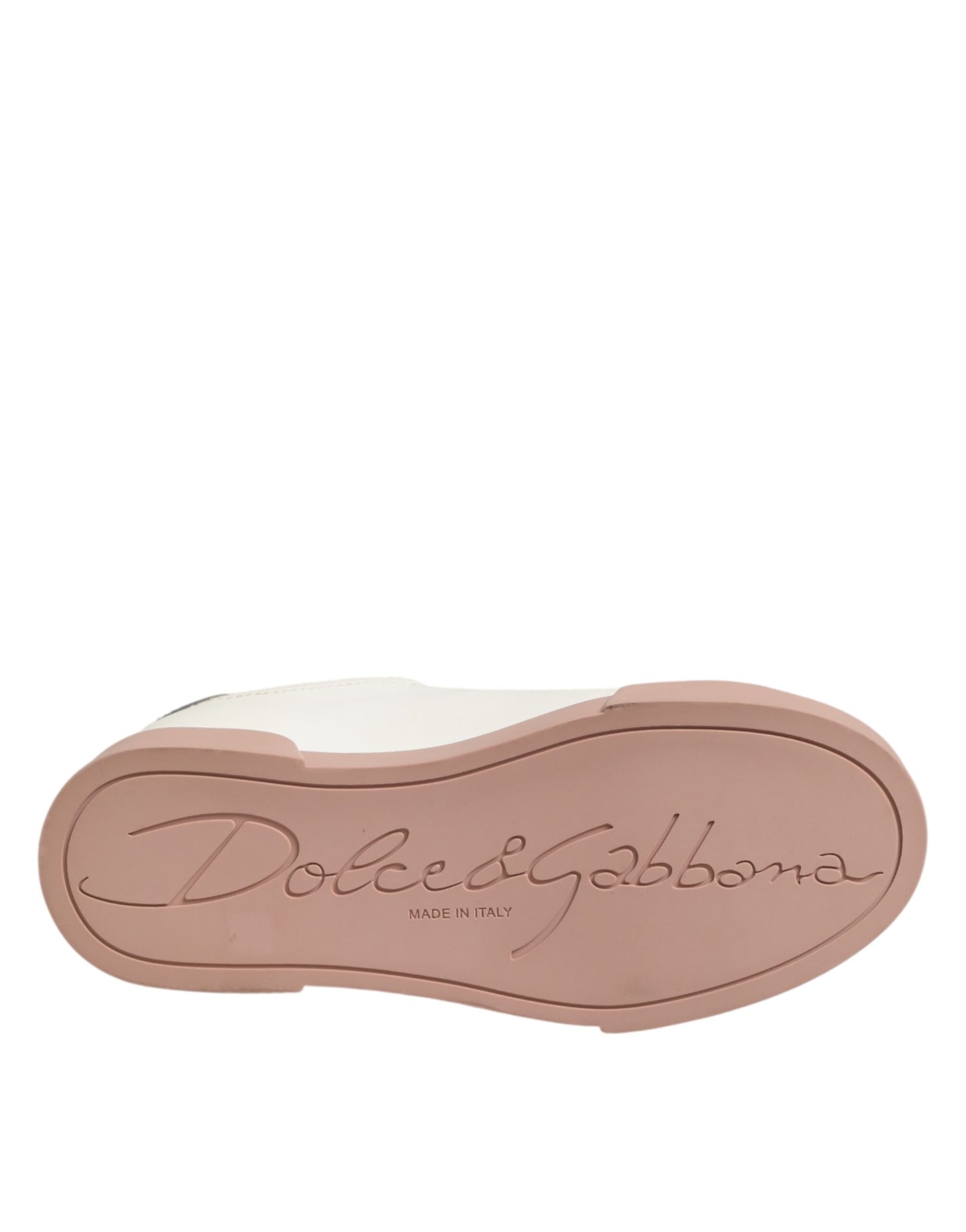 حذاء سنيكرز دولتشي آند غابانا من الجلد الأبيض بتصميم القلب المقدس