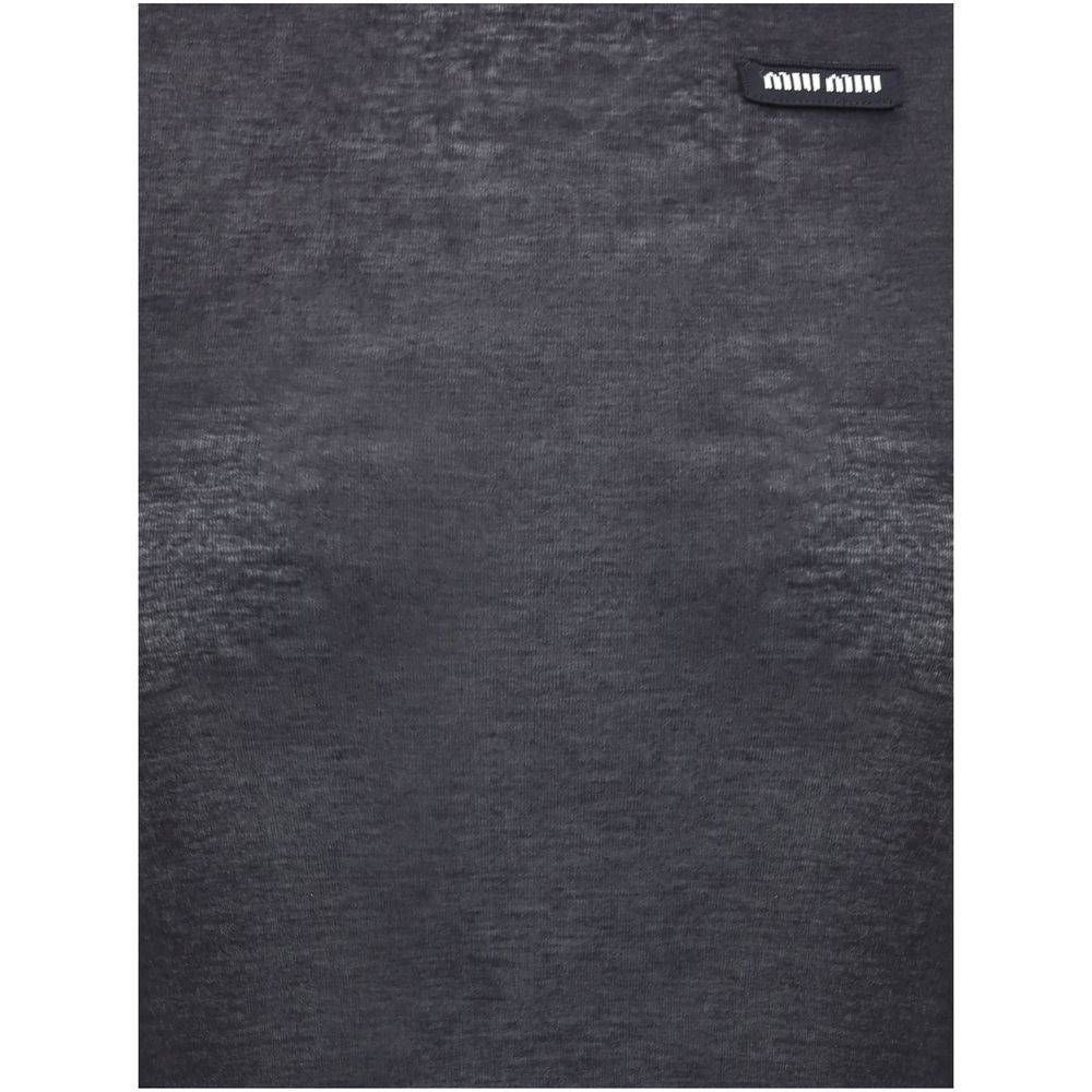 فستان ميو ميو الأسود القطني الكاجوال