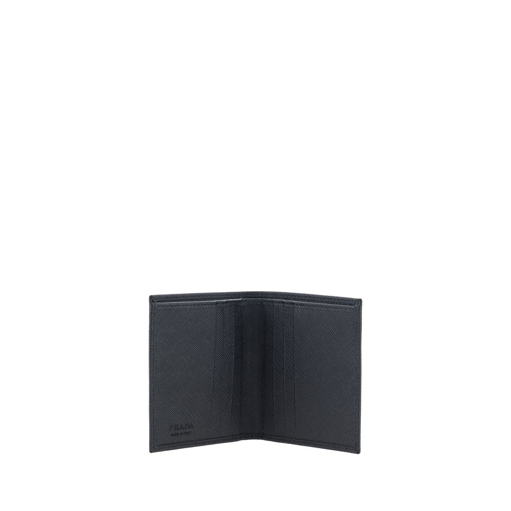 محفظة برادا بوس توروس من جلد العجل الأسود