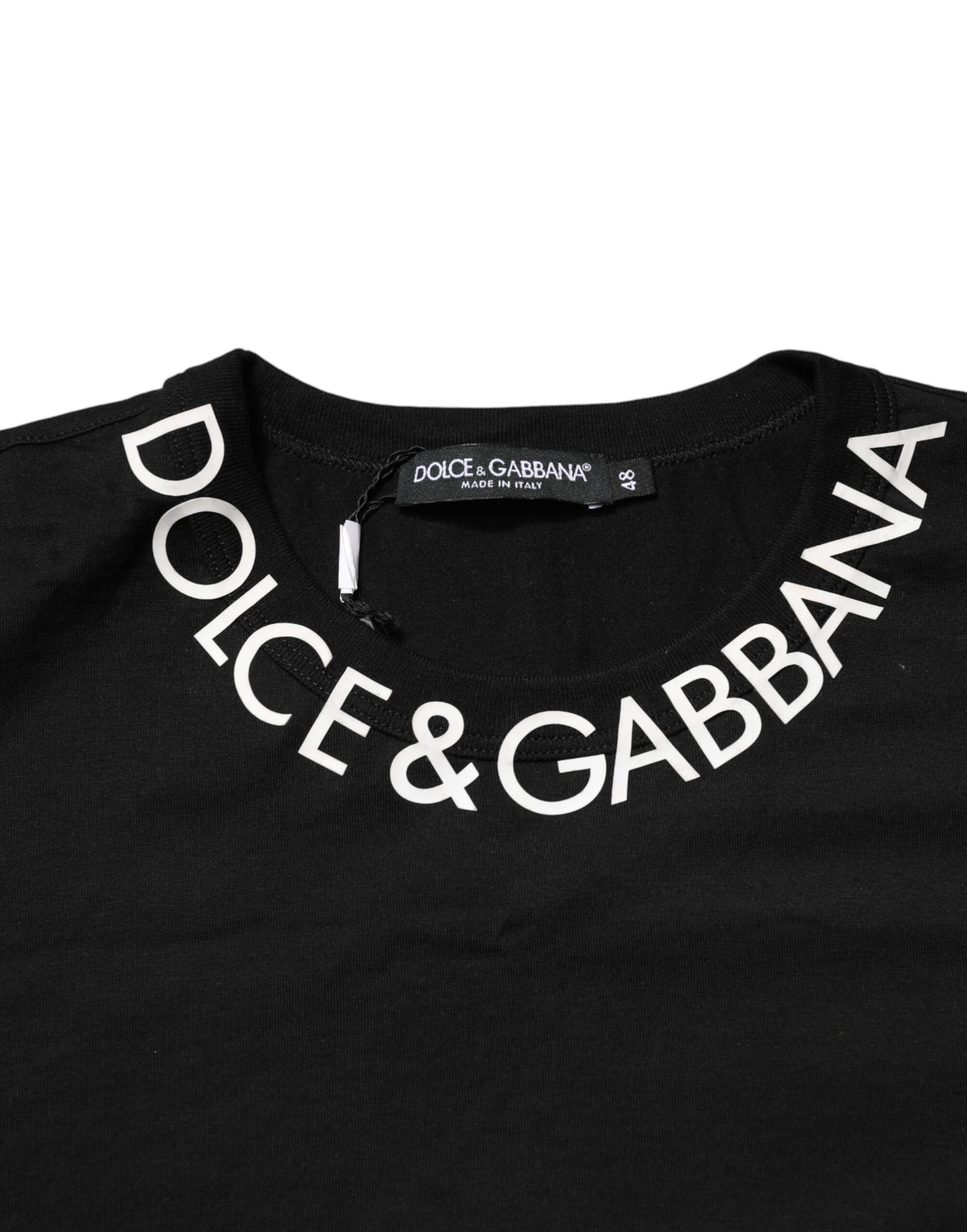 Dolce & Gabbana Black Logo Print Cotton Crewneck Men T-shirt