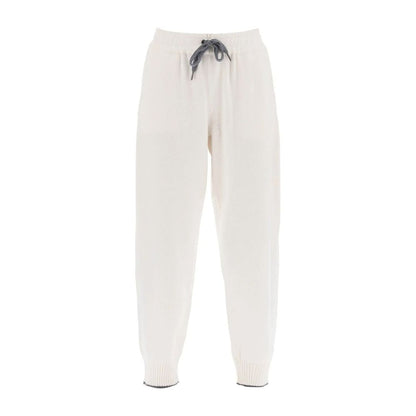 Brunello Cucinelli White Cashmere Athletic Pants