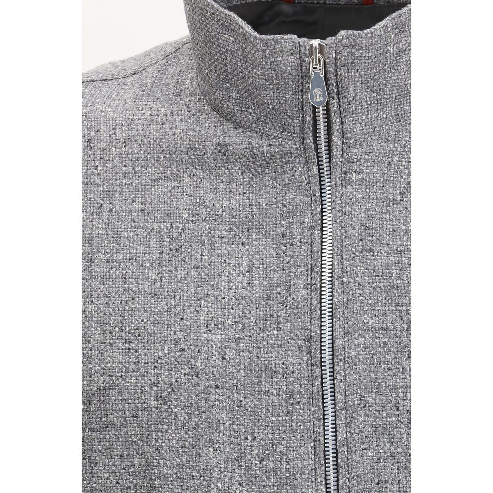 Brunello Cucinelli Gray Linen Bomber