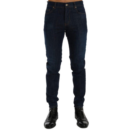 Frankie Morello Blue Cotton Slim Fit Jeans
