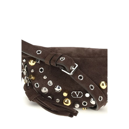 Valentino Garavani Brown Calf Leather Bos Taurus Shoulder Bag