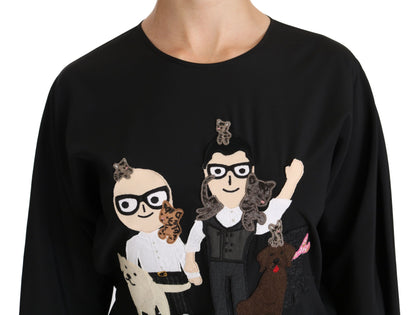 تي شيرت حريري من دولتشي آند غابانا أسود #dgfamily