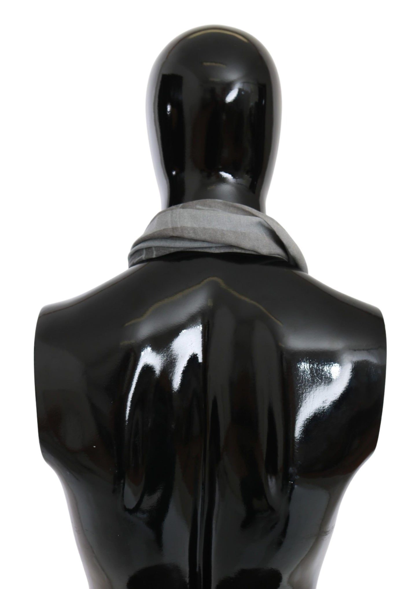 GF Ferre Gray Wool Viscose Foulard Patterned Branded Scarf