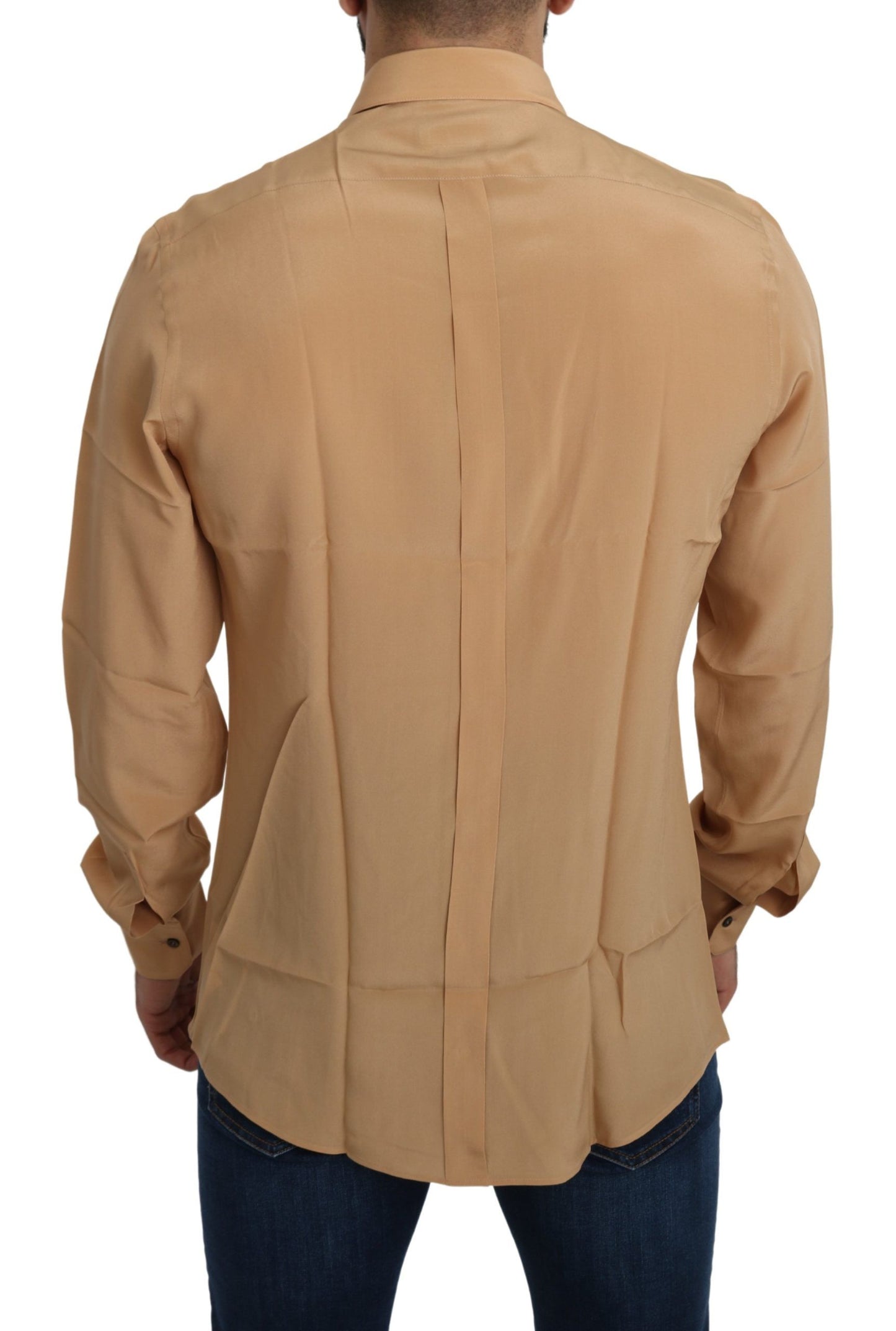 قميص دولتشي آند غابانا الأصفر 100% حرير ذهبي