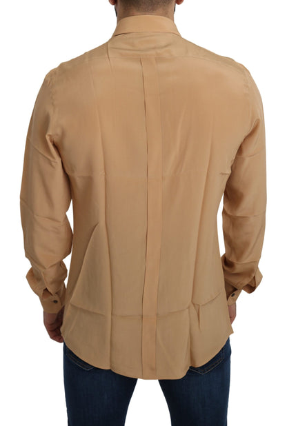 قميص دولتشي آند غابانا الأصفر 100% حرير ذهبي